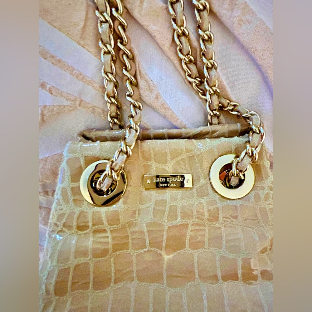 NWT Vintage Kate Spade Devote Lissy Bag with Leather Chain Strap in Sable Cream - Picture 6 of 11
